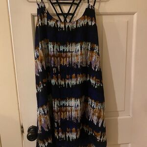Gianni Bini Blue and Brown Patterned Dress